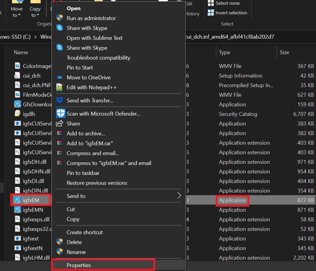 go to properties of IgfxEM.exe