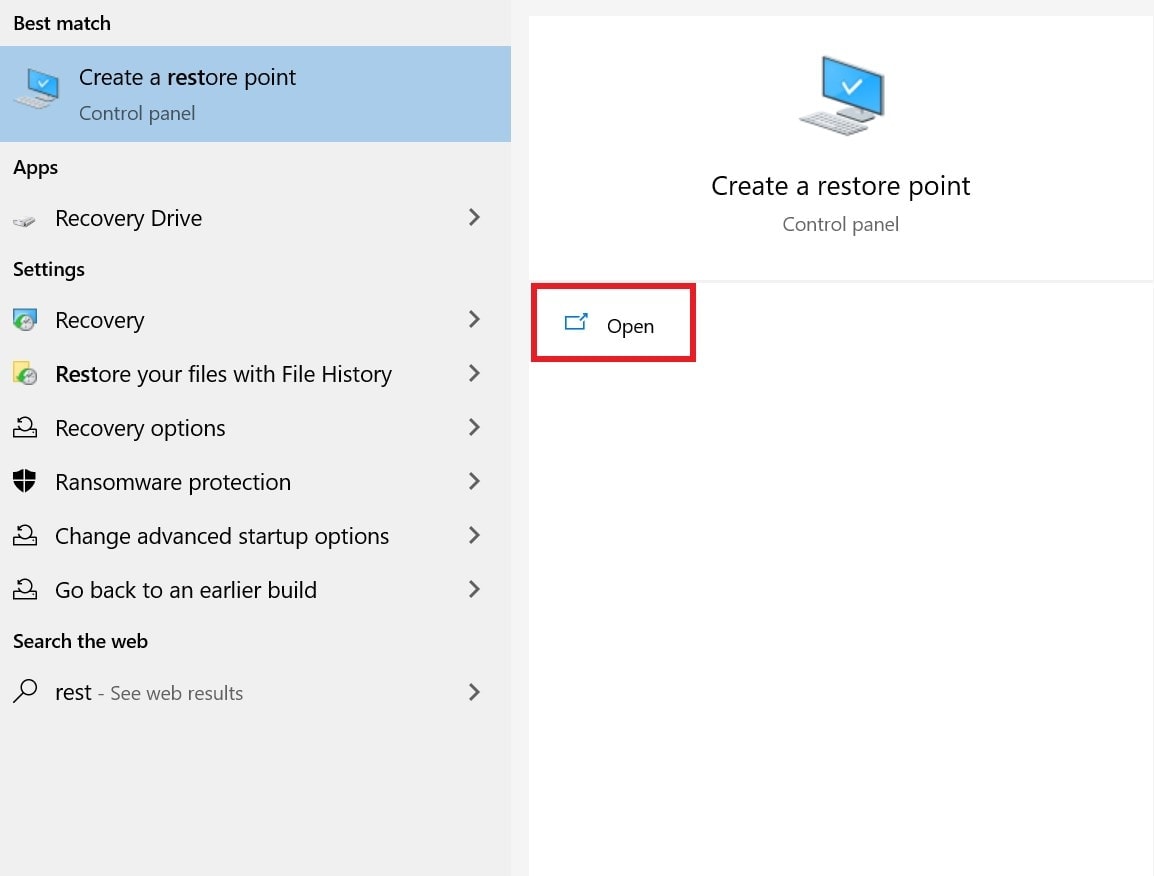 Create Restore point