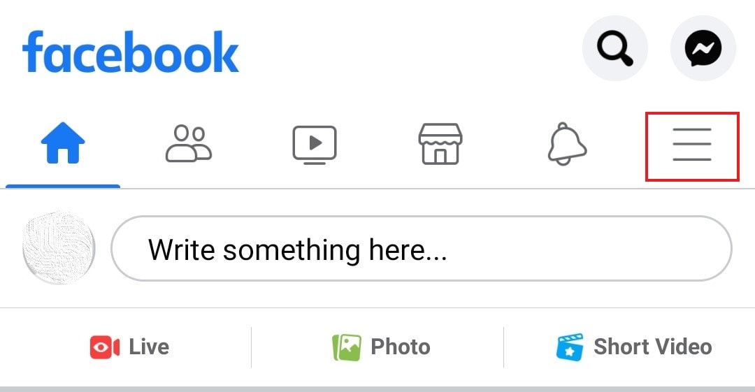 Facebook hamburger button