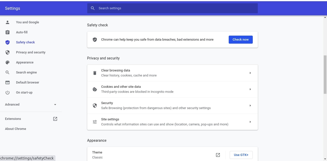 Chrome safety check