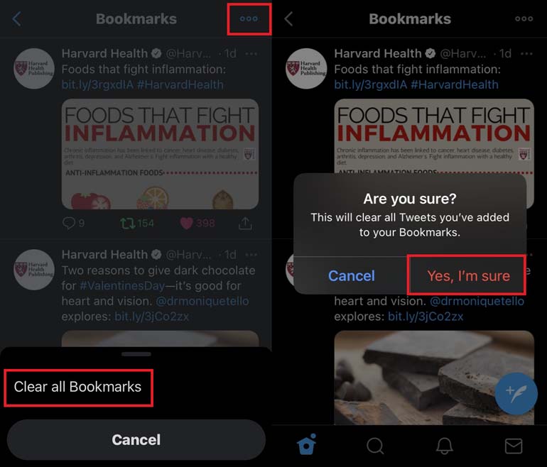 remove bookmark in Twitter for all tweets