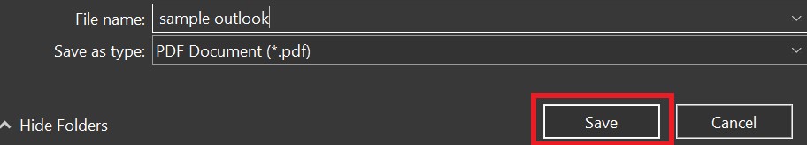 save outlook email as PDF