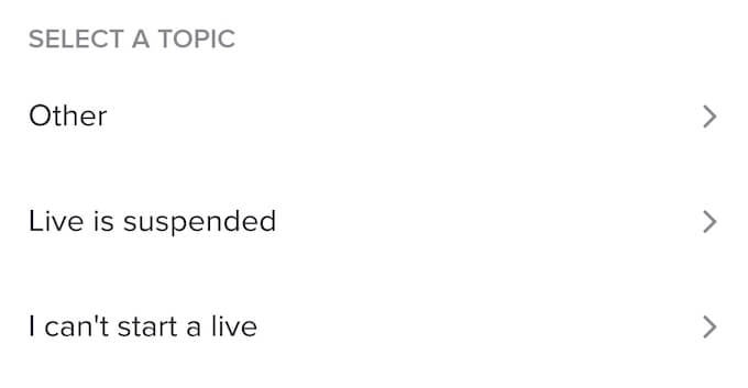 select I cant start a live Tiktok