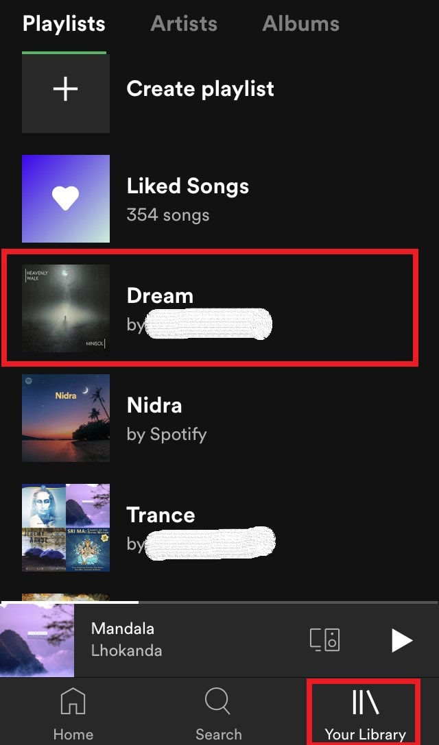 откройте свою библиотеку Spotify