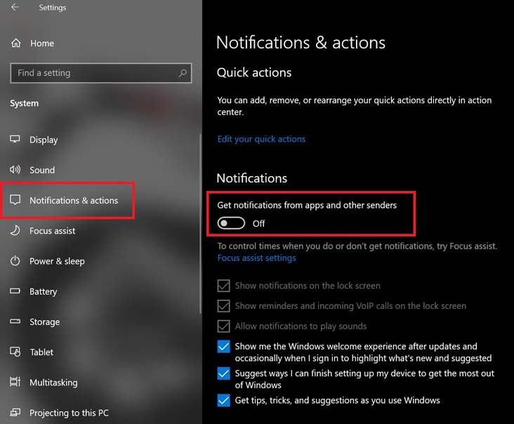 How to Disable Notifications in Windows 10 Computer