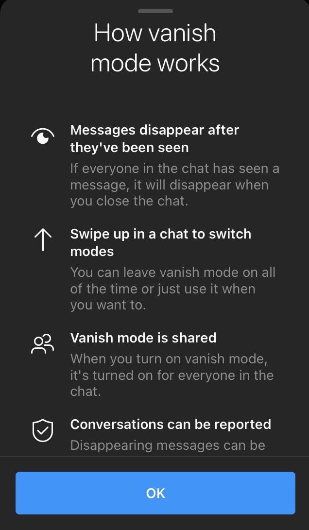 Instagram vanish mode