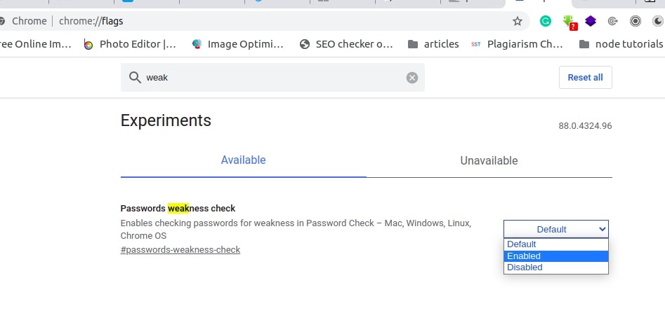Change weak passwords in chrome