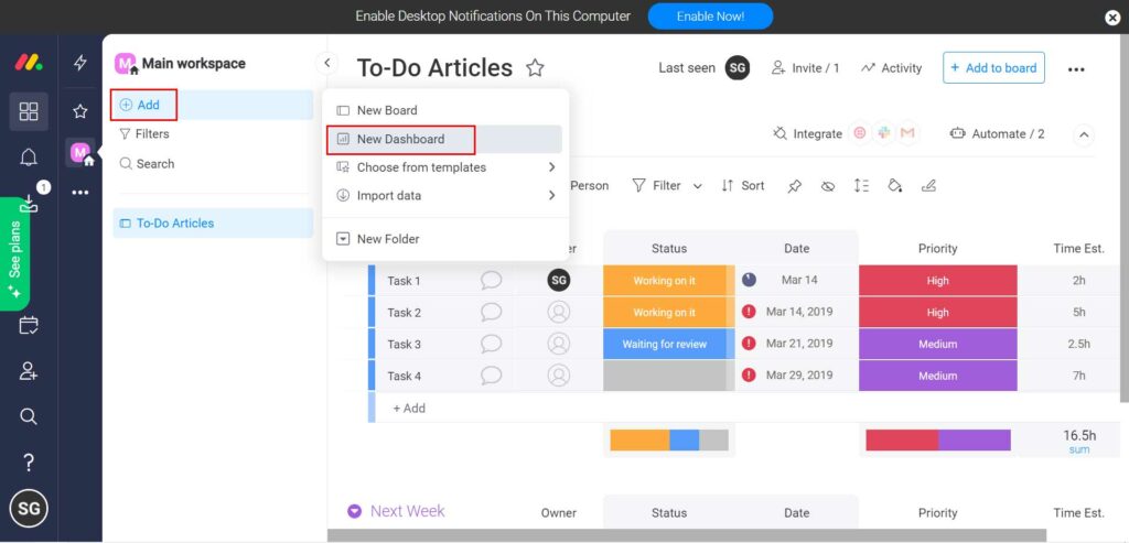 How to Create Dashboard on Monday.com