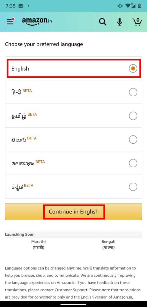 How to Change Language in Amazon App