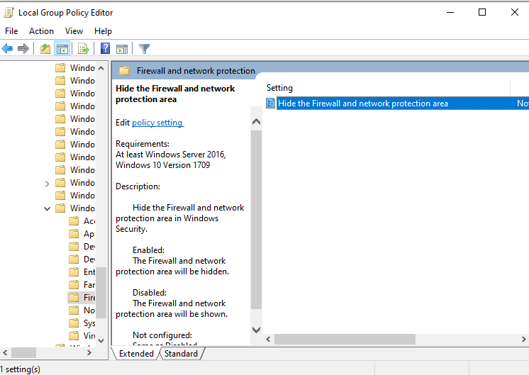 Hide Firewall &amp; Network Protection in Windows Security in Windows 10