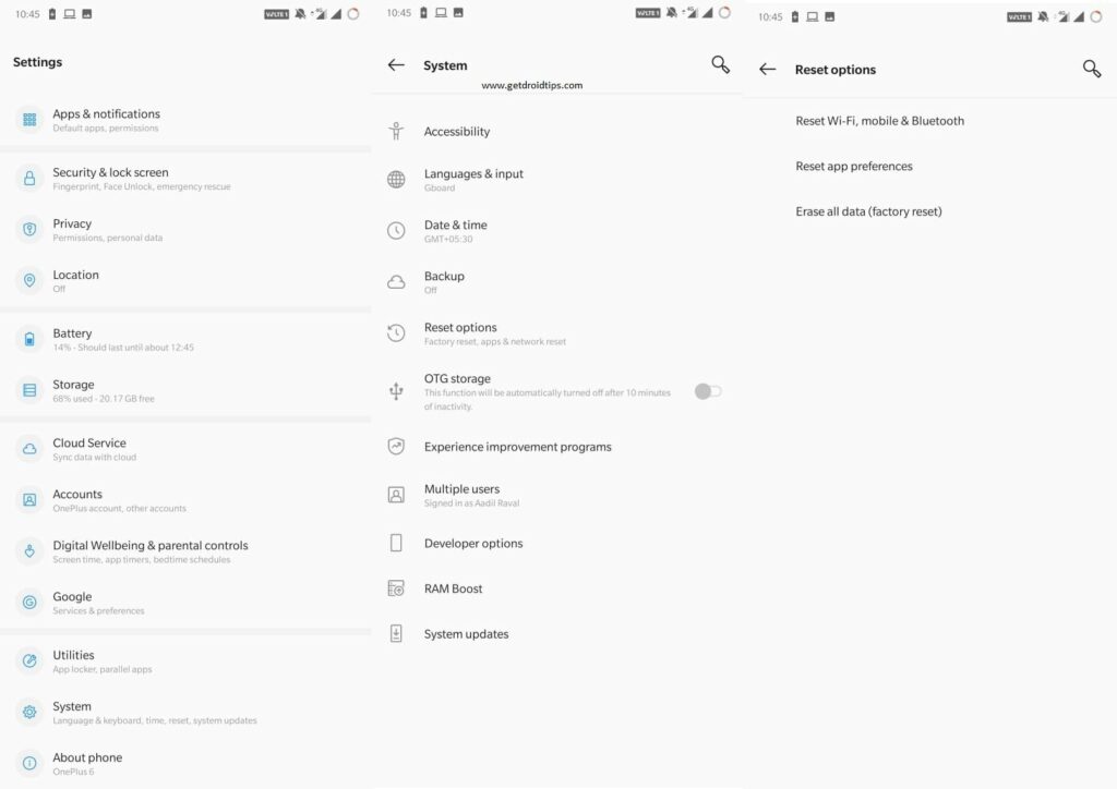 Settings on Resetting Network Settings