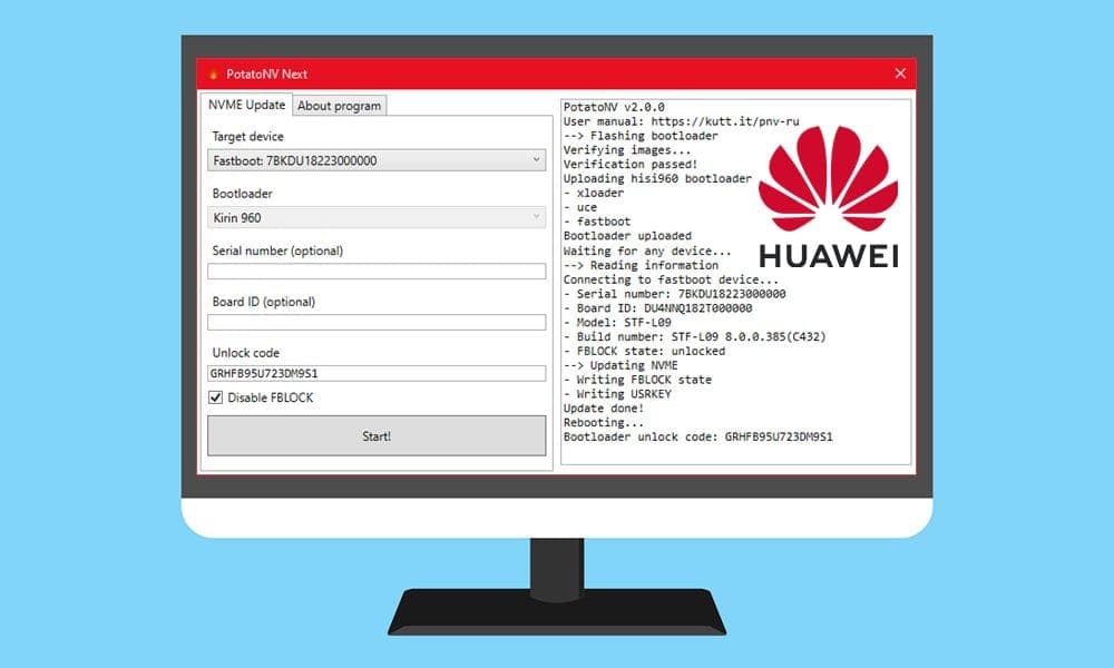 Unlock Bootloader Huawei Honor PotatoNV Tool