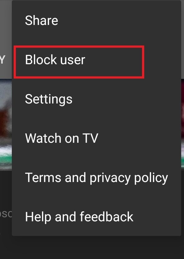 Block user on YouTube