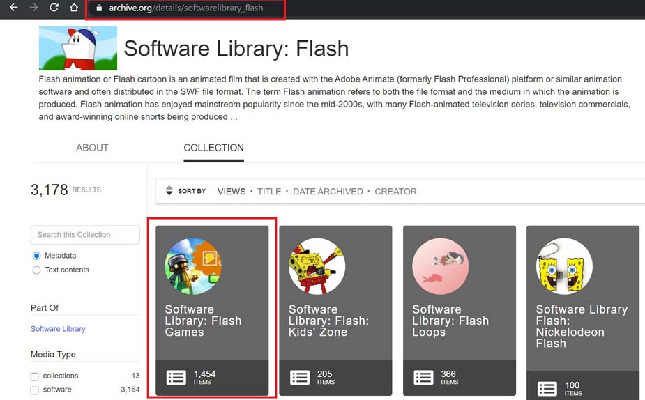 play Adobe Flash games from the Internet Archive