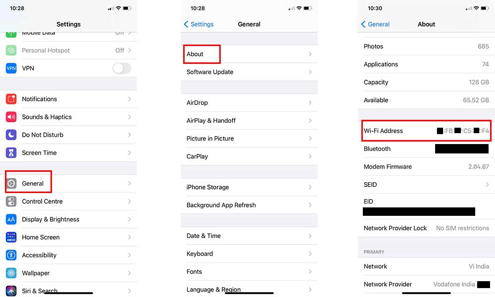 find the mac address for my iphone find the mac address for my iphone