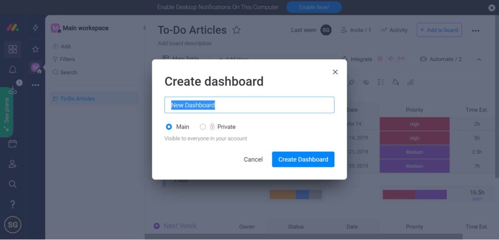 How to Create Dashboard on Monday.com