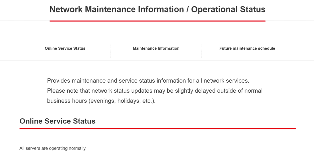 nintendo switch internet server status