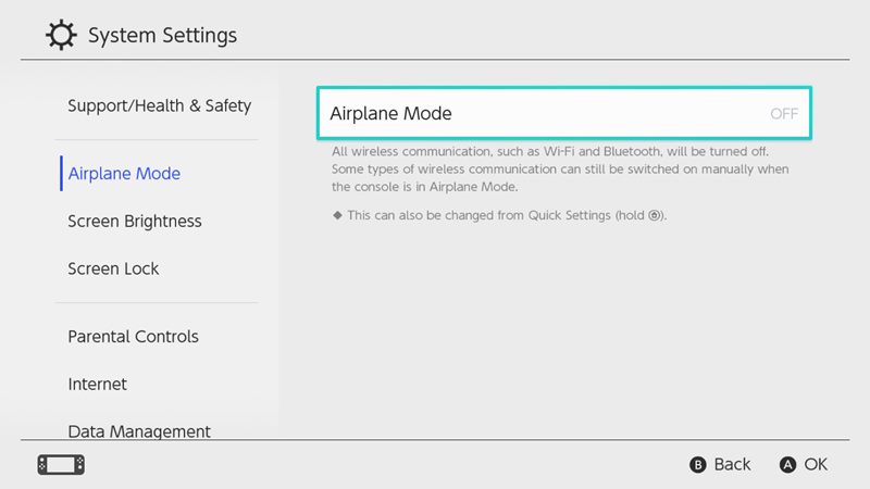 nintendo switch airplane mode