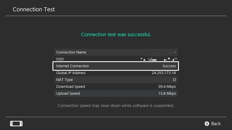 nintendo switch test connection