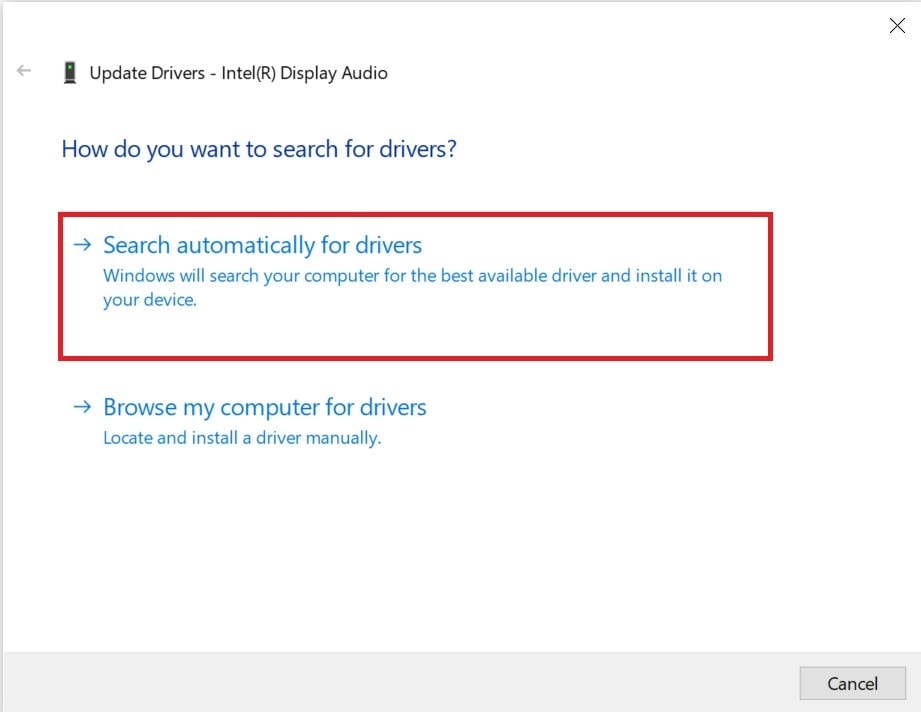 search automatically for drivers