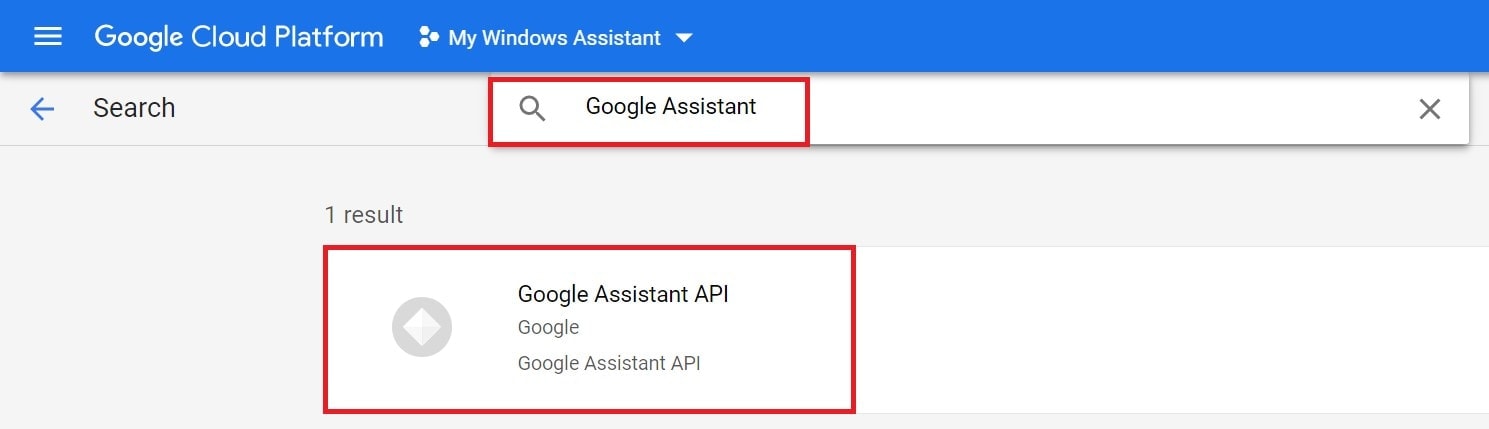 search for Google Assistant API