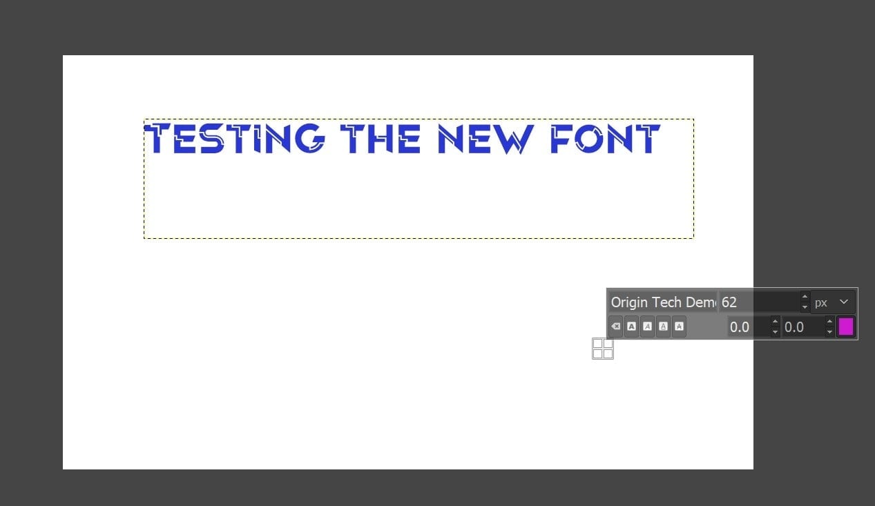 test the new font after installing to GIMP