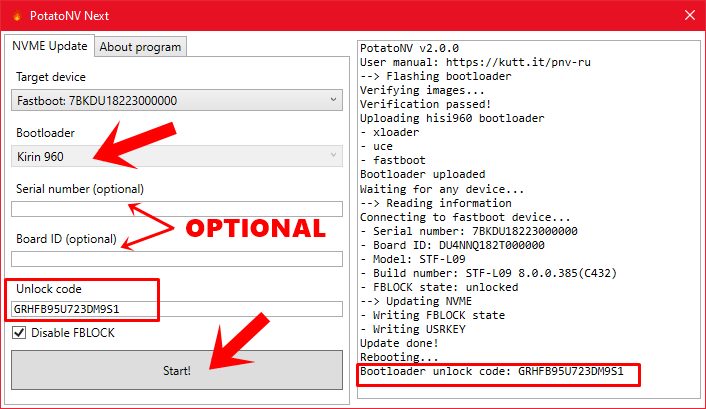 unlock bootloader potatonv tool