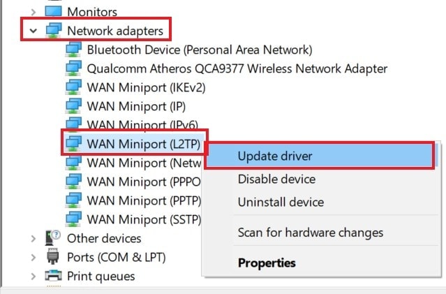 update Miniport driver