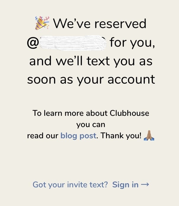 username confirmed