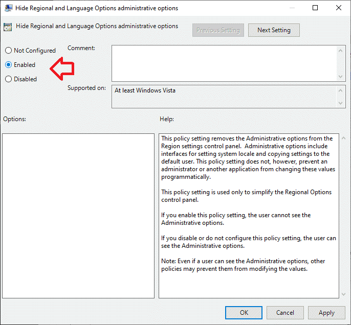 How to Hide Administrative Tab in Regional and Language Settings?