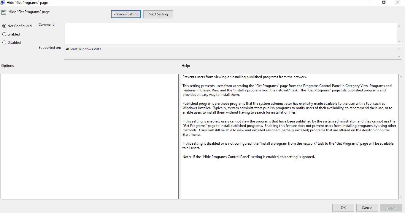 How to Hide Programs and Features Page in Control Panel?