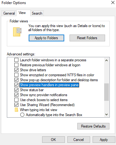 Fix: Windows 10 Preview Pane Not Working Issue