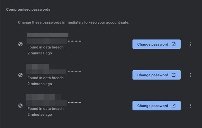 change password chrome