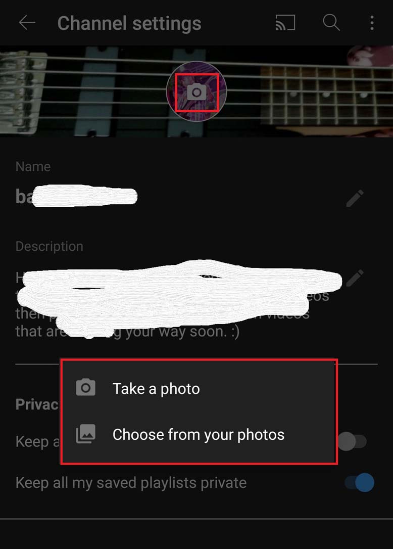 change YouTube channel photo