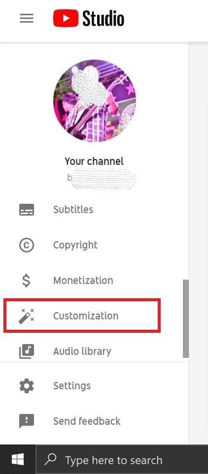 YouTube channel customization