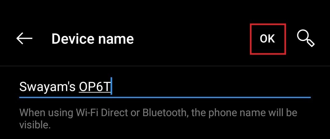 change phone name on Android