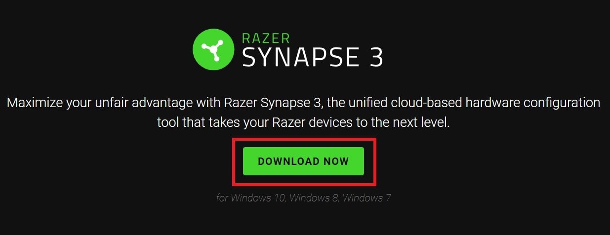 use Razer Synapse to update driver of Blackwidow keyboard