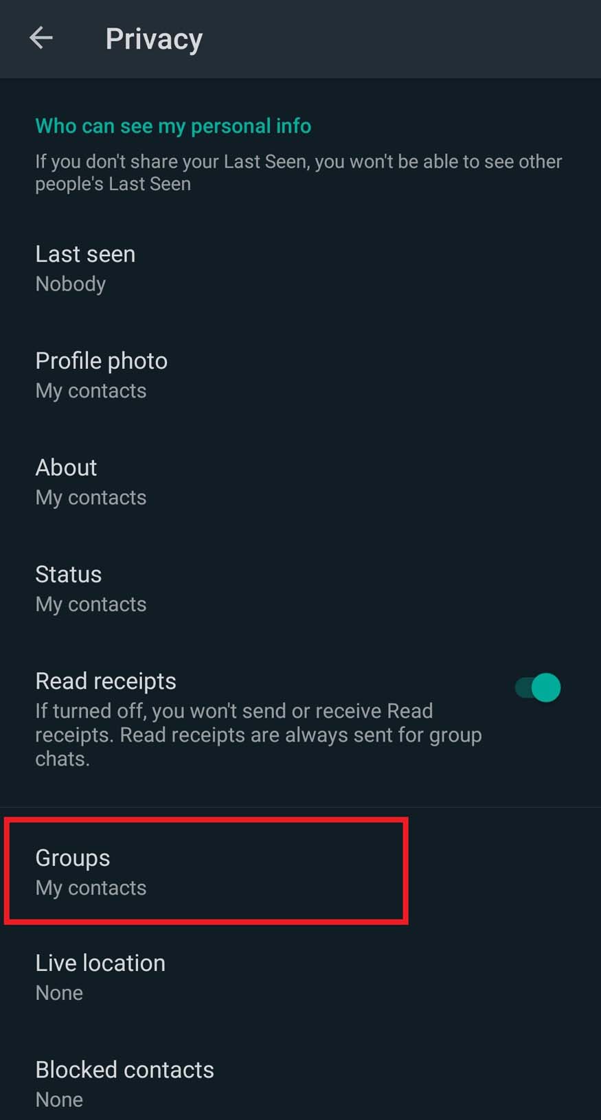 WhatsApp groups settings