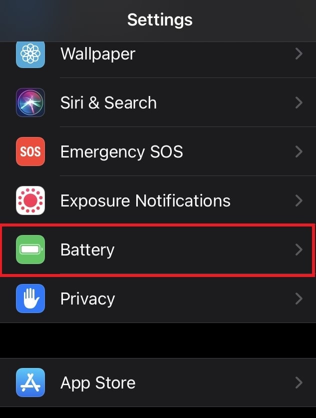 iPhone 12 battery settings