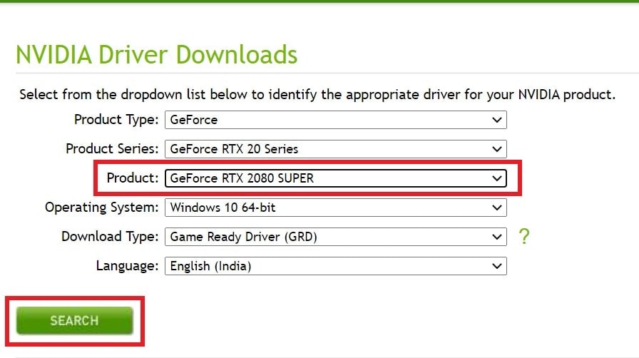 download driver update for Nvidia GeForce RTX 2080 SUPER