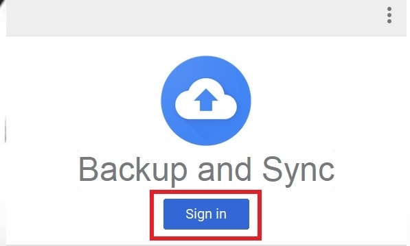 sign-in to Google Drive backup and Sync