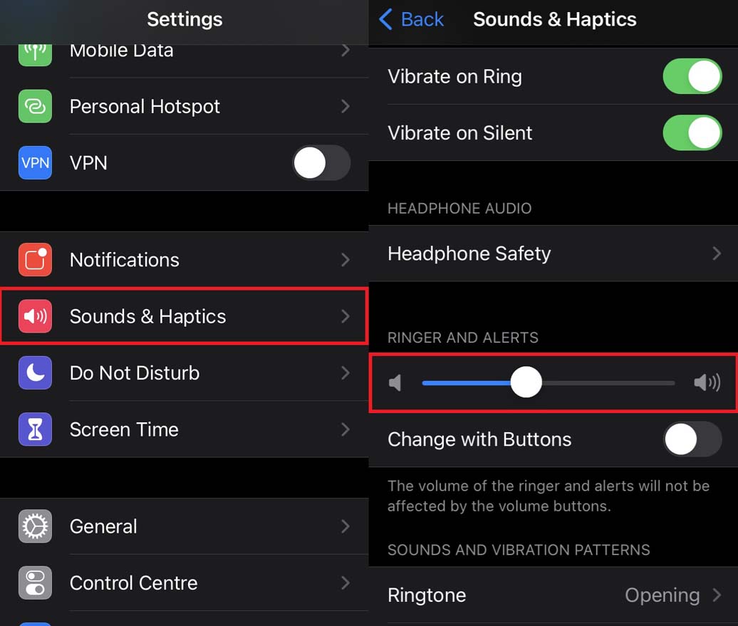 make iPhone sound louder by changing Sounds & haptics