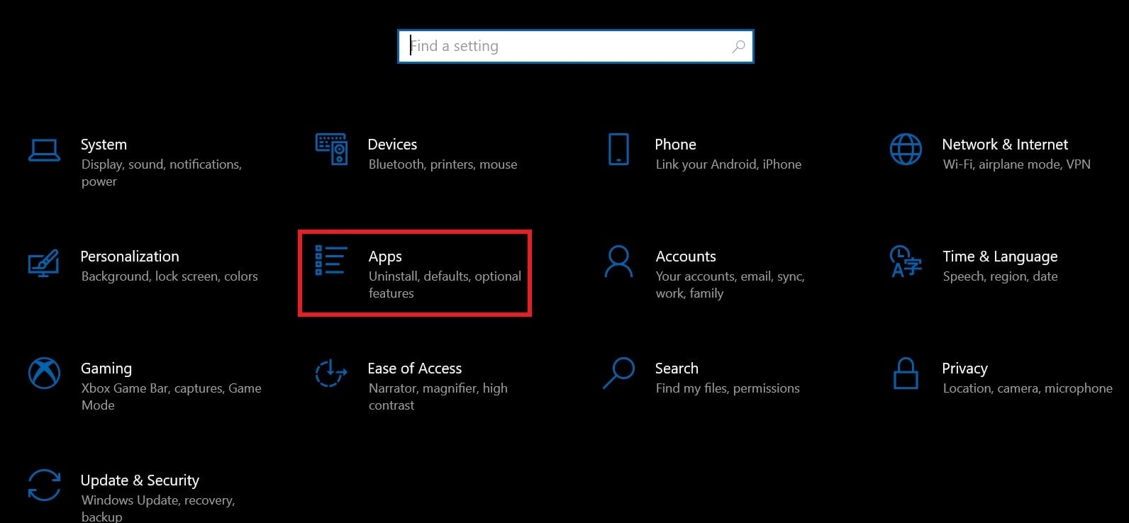 Windows Settings app