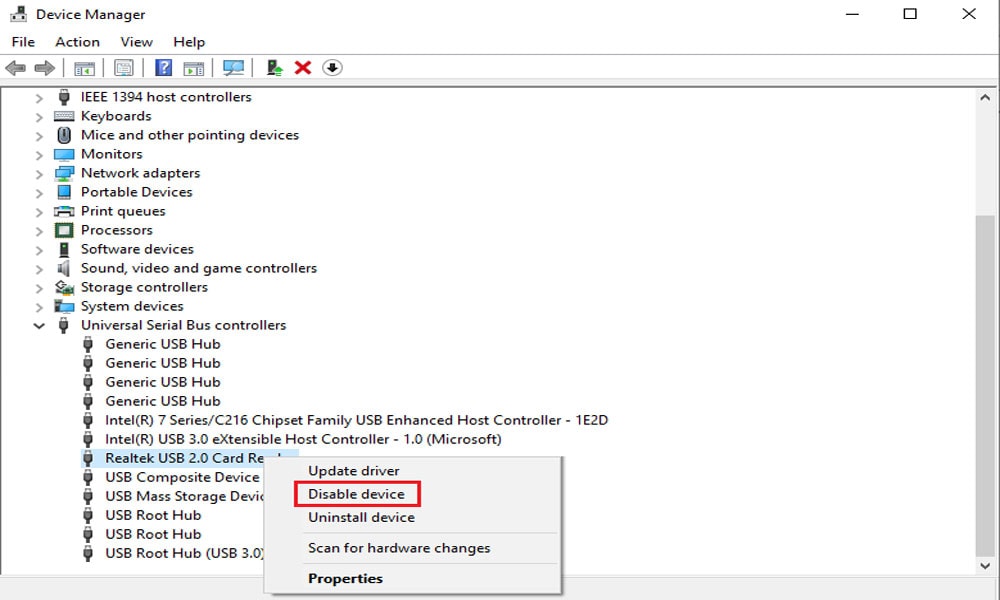 Disable Realtek USB 2.0
