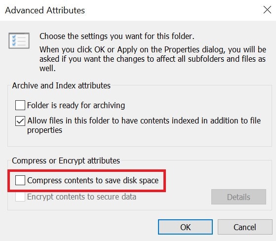 fix files compressing automatically on Windows