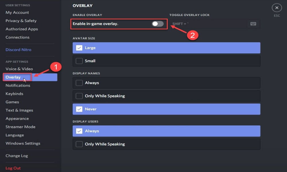 Disable All Overlays on discord