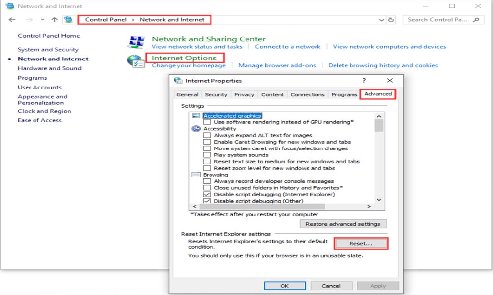 Reset Internet Explorer Settings