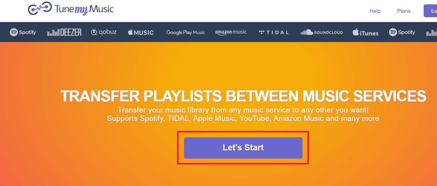 Start transfer of Spotify playlists