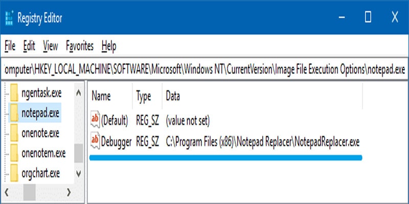 NotepadReplacer.exe registry editor