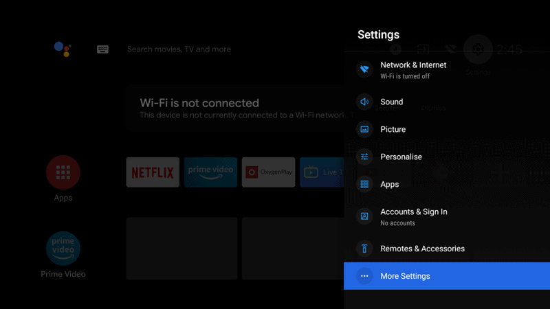 oneplus tv settings